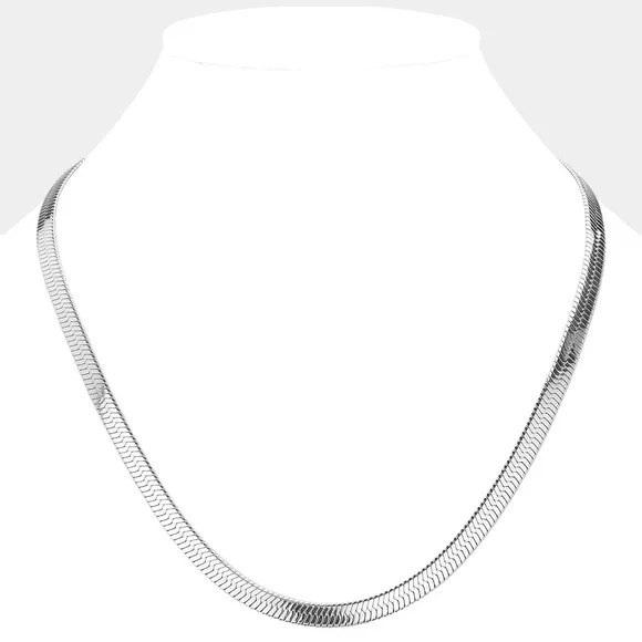 Stainless Steel Herringbone Chain Metal Necklace